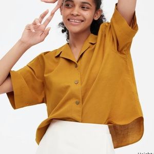 linen blend open collar uniqlo